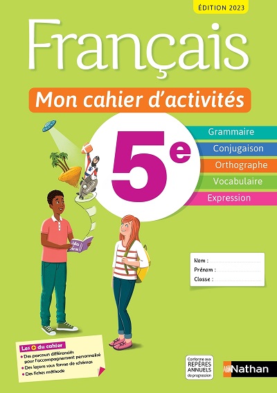 Français Mon Cahier Dactivités 5e 2023 Éditions Nathan